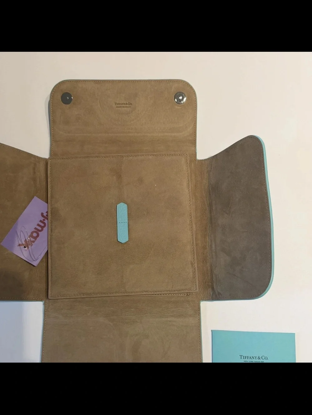 Tiffany & Co. Tiffany Blue Grain Leather Fold-Out Jewelry Case Travel Organizer